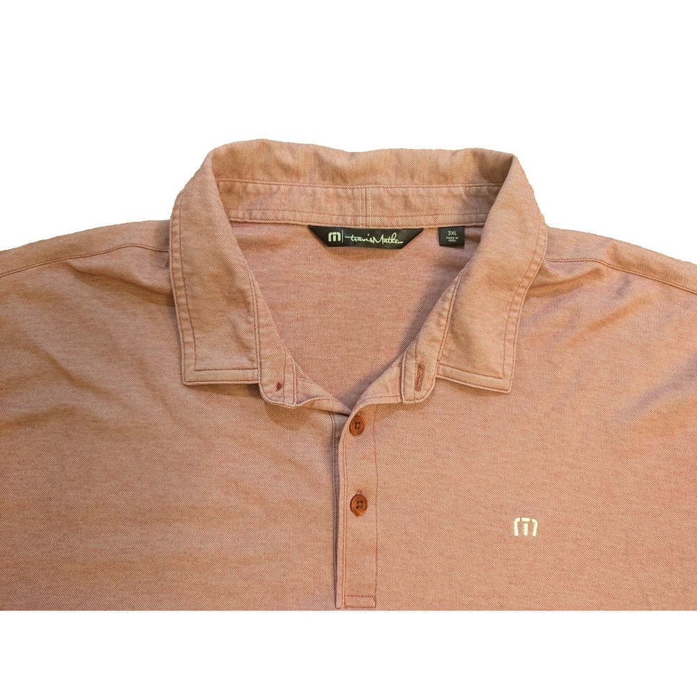 Travis Mathew Golf Polo Shirt Men's 3XL Heather Pink Pima Cotton Short Sleeve